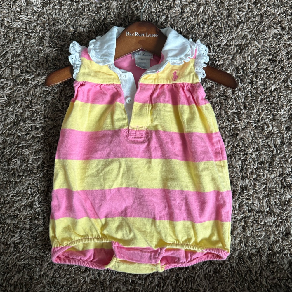 Ralph Lauren Pink and Yellow Striped Romper